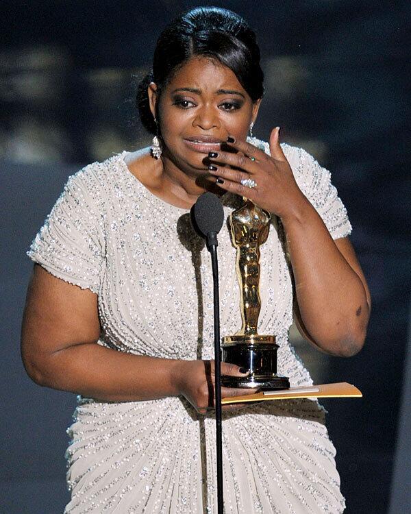 Octavia Spencer, overcome with emotion, accepts the supporting actor Academy Award for her work in "The Help."