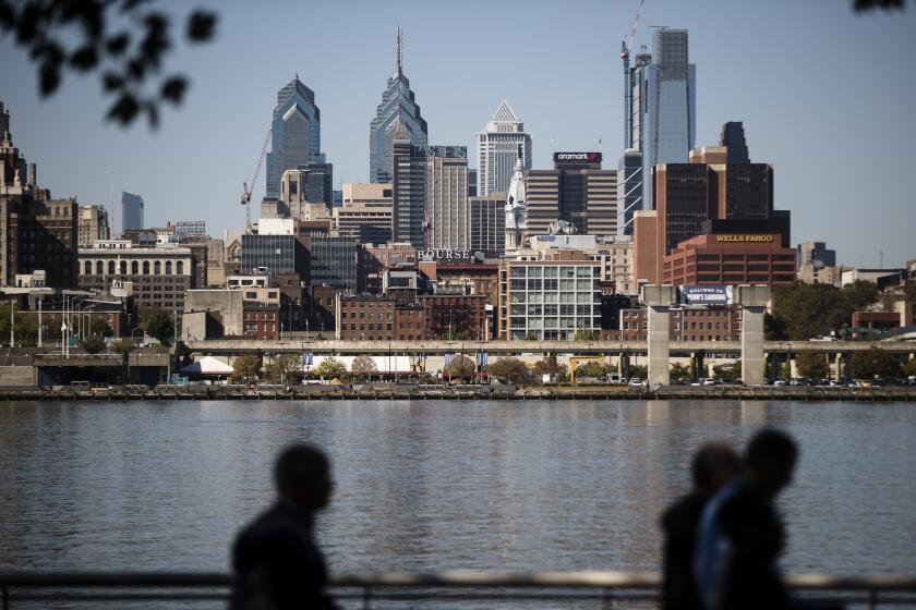 The Philadelphia skyline is seen along the banks of the Delaware River, Wednesday, Oct. 18, 2017. (AP Photo/Matt Rourke)