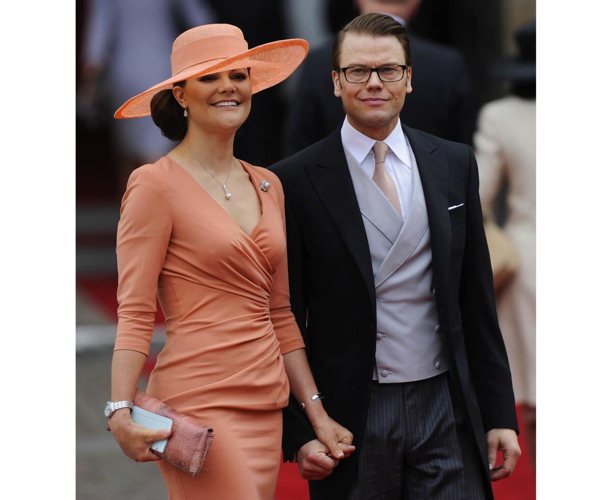 April 29, 2011: Sweden's Crown Princess Victoria and Prince Daniel arrive at Westminster Abbey for the royal wedding.
