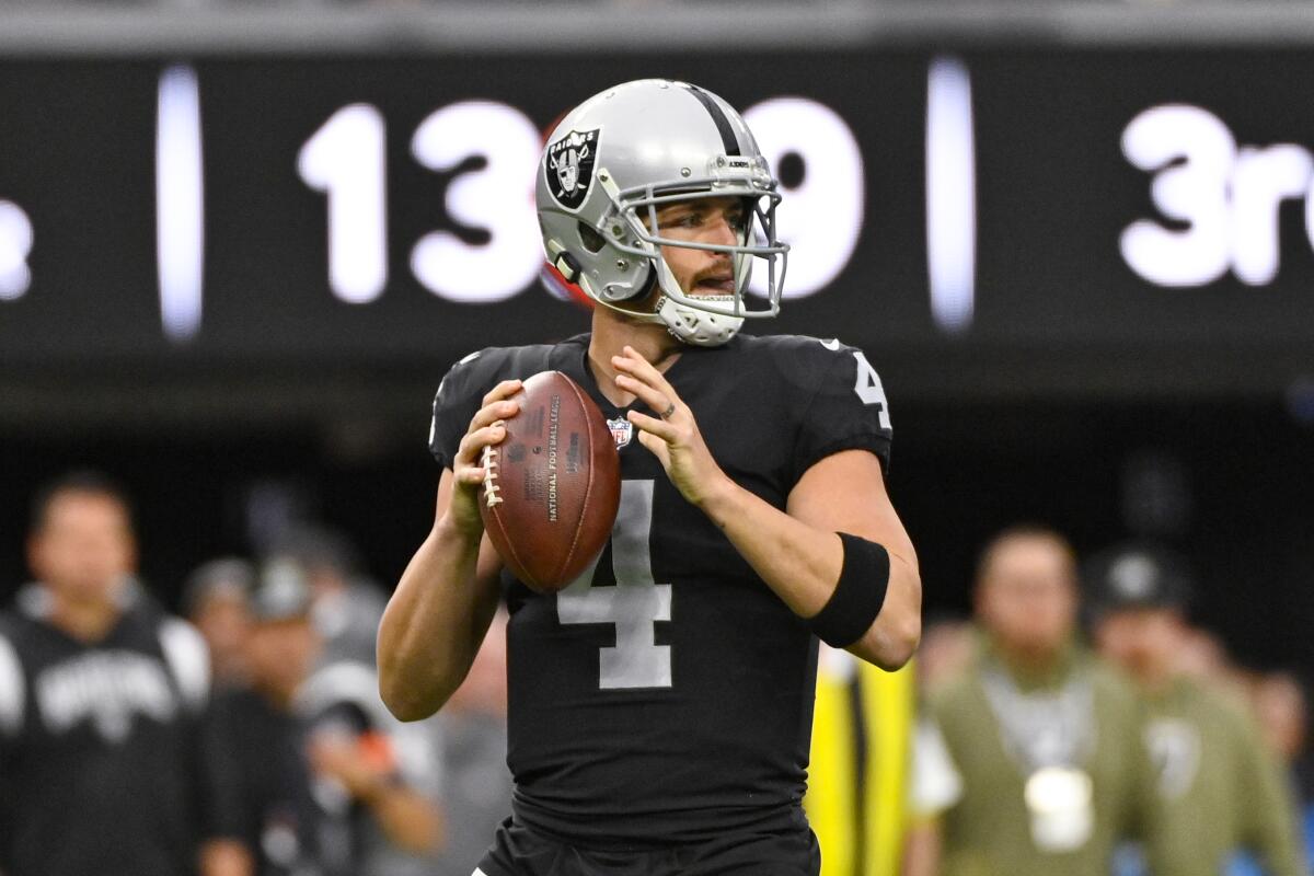 Derek Carr's emotions emerge after Raiders lose to Colts - The San Diego  Union-Tribune