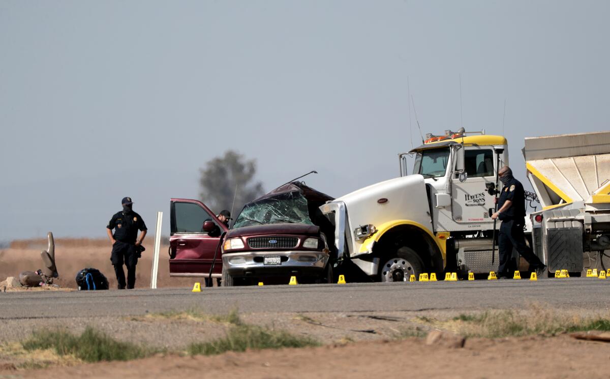 A collision between a Truck and an SUV carrying more than two dozen people near the U.S.-Mexico border Tuesday morning.