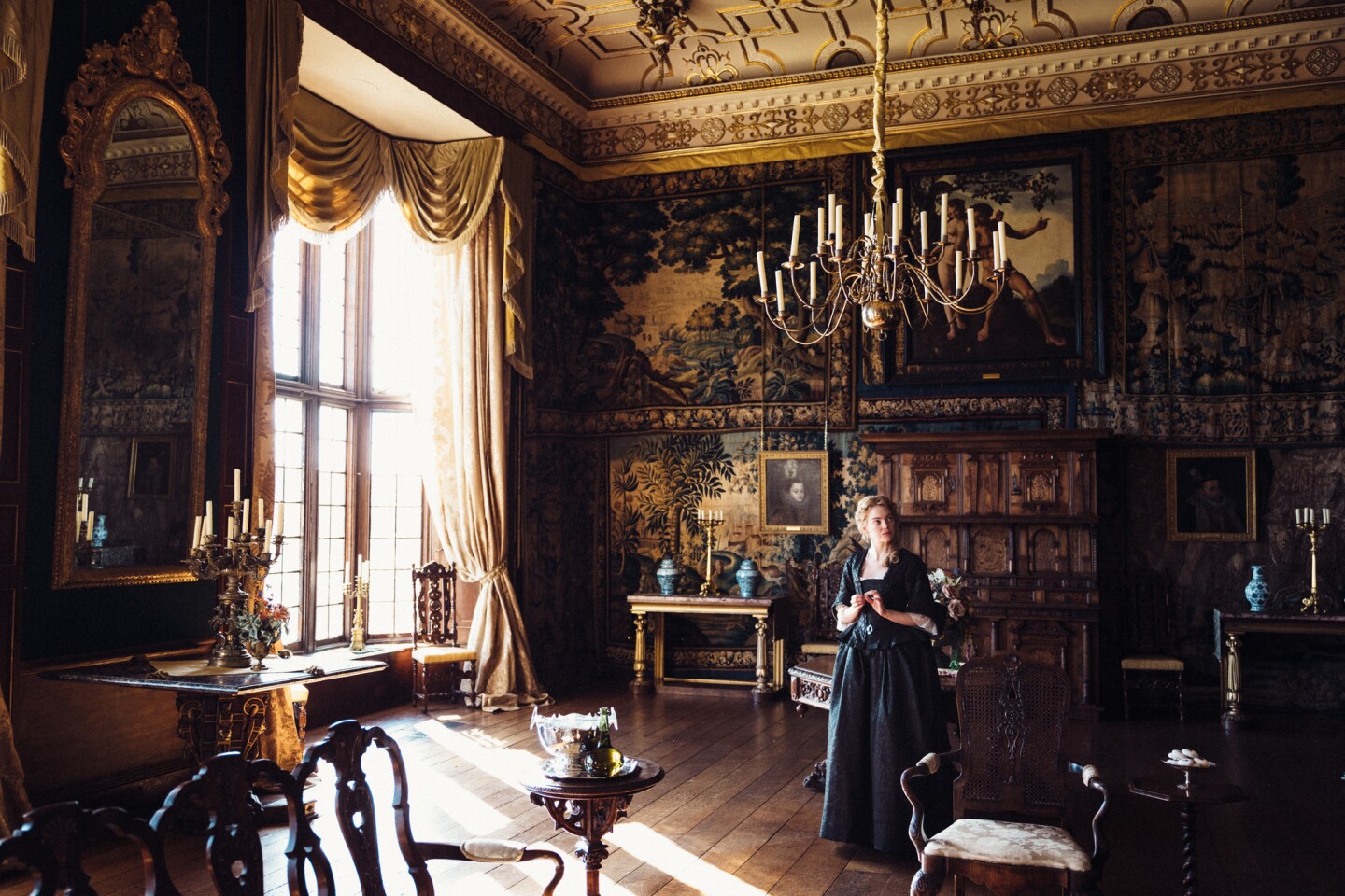Interior production design from "The Favourite" movie by production designer Fiona Crombie.