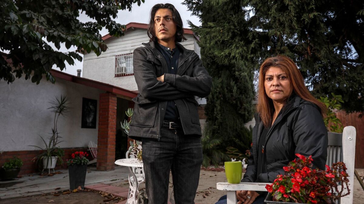 Javier Hernandez Kistte, a 27-year-old DACA recipient, with his mother Vania Kistte, 54, at their home in South L.A.