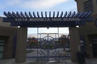 The entrance to Vista Murrieta High School, Tuesday, Dec. 28, 2021, in Murrieta, Calif. (Kirby Lee via AP)