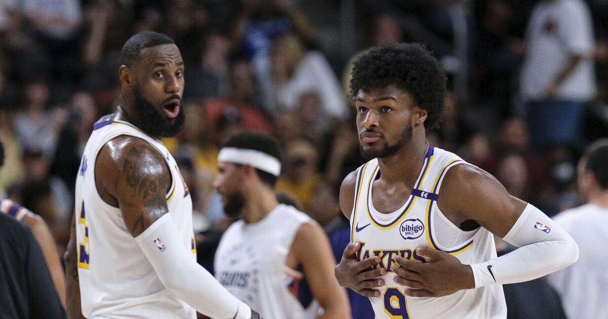 When will LeBron and Bronny James make history? Lakers won’t say