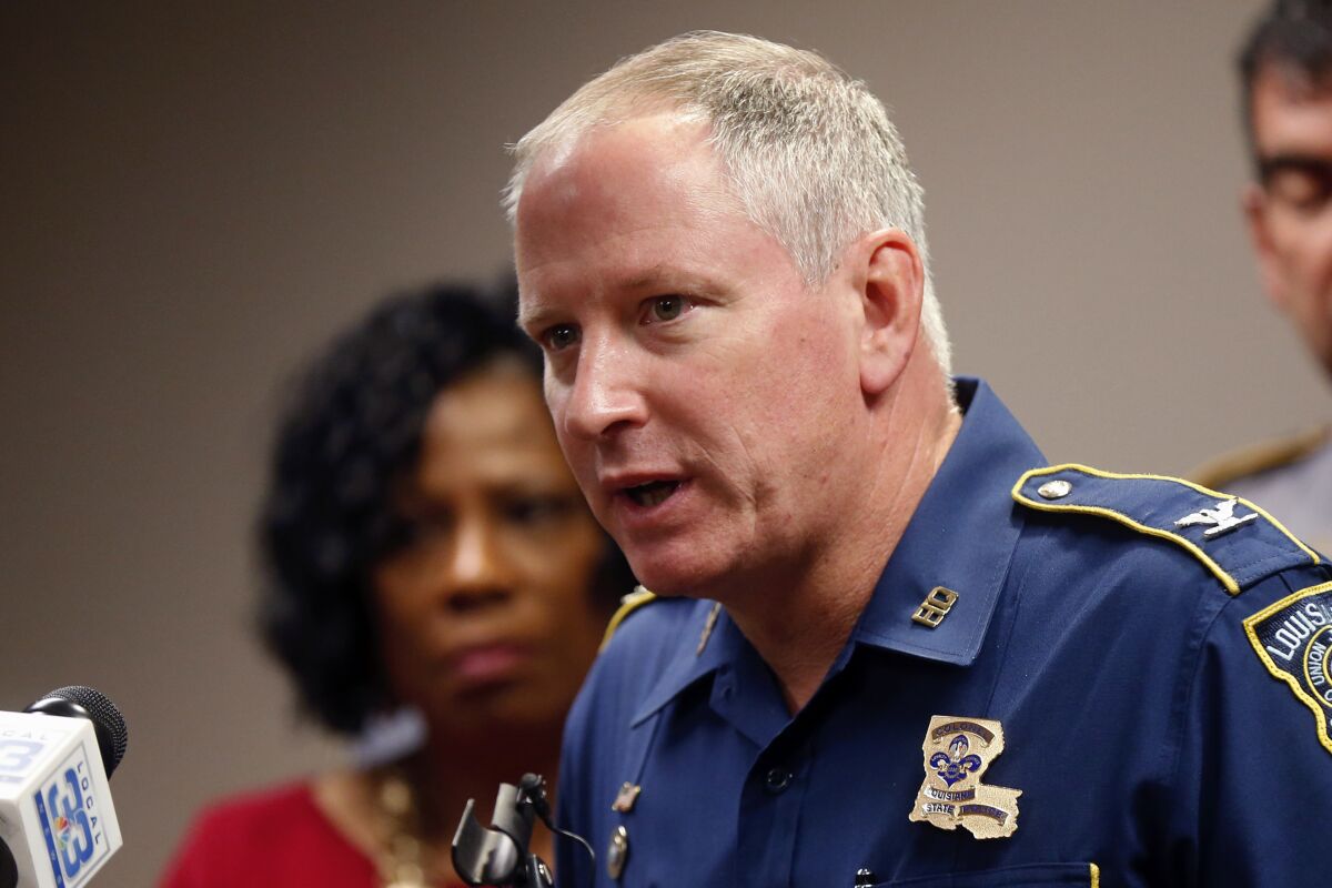 FILE - Louisiana State Police Supt. Kevin Reeves speaks at a news conference, on Sept. 19, 2017, in Baton Rouge, La. Louisiana lawmakers say they will question the former head of the state police about his handling of the deadly 2019 arrest of Ronald Greene. A bipartisan committee investigating Greene's death plans to call former Col. Kevin Reeves as soon as next week to discuss his response to Greene's violent death and what Gov. John Bel Edwards knew about the case and when he knew it. (AP Photo/Gerald Herbert, File)
