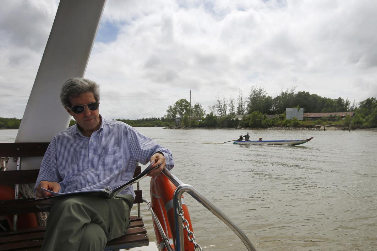 Secretary of State John F. Kerry, shown Sunday on a boat on the Mekong River during a visit to Vietnam, told ABC News that the U.S. is seeking "proof of life" in the case of a former FBI agent who went missing in Iran seven years ago.