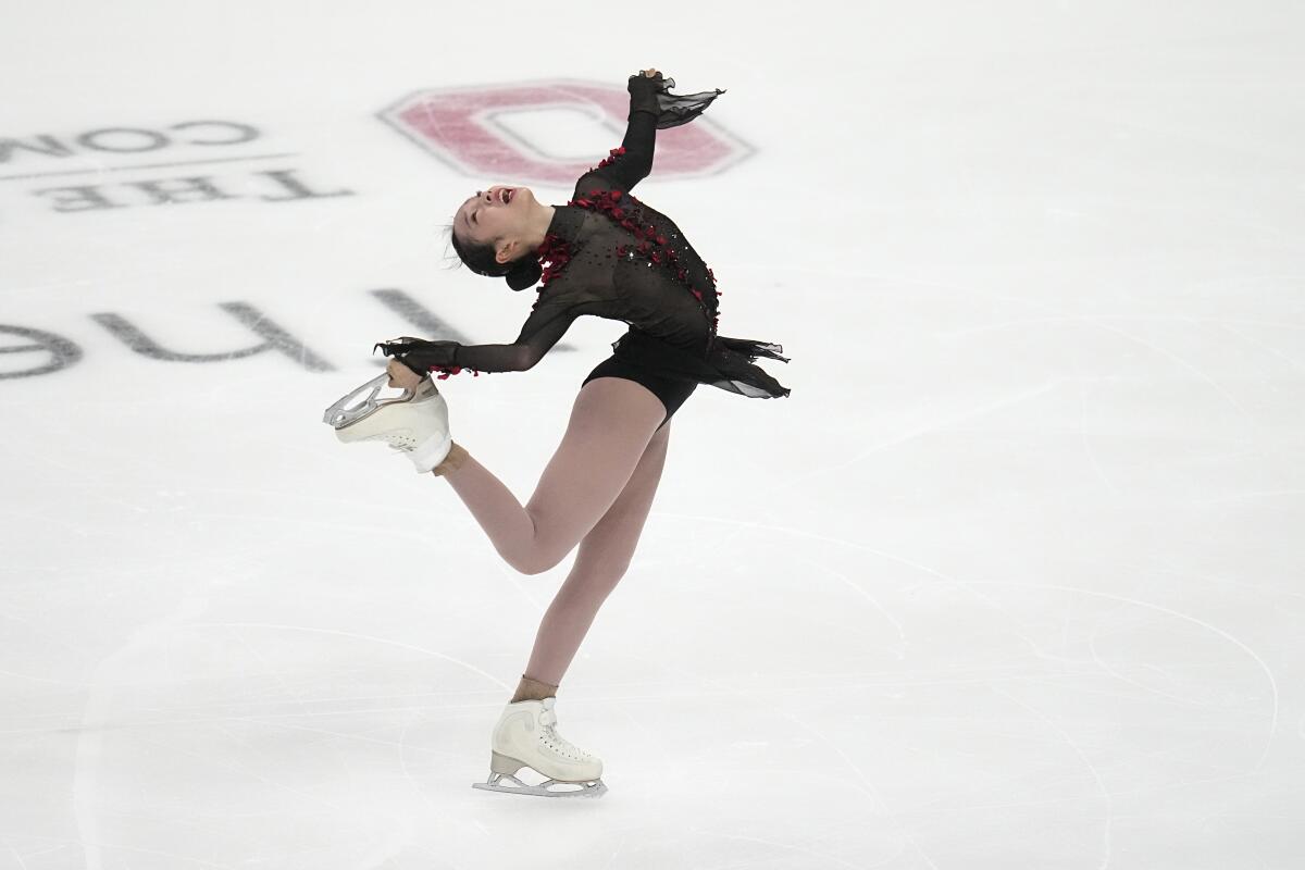 Josephine Lee competes during the women's free skate at the U.S. figure skating championships on Jan. 26.