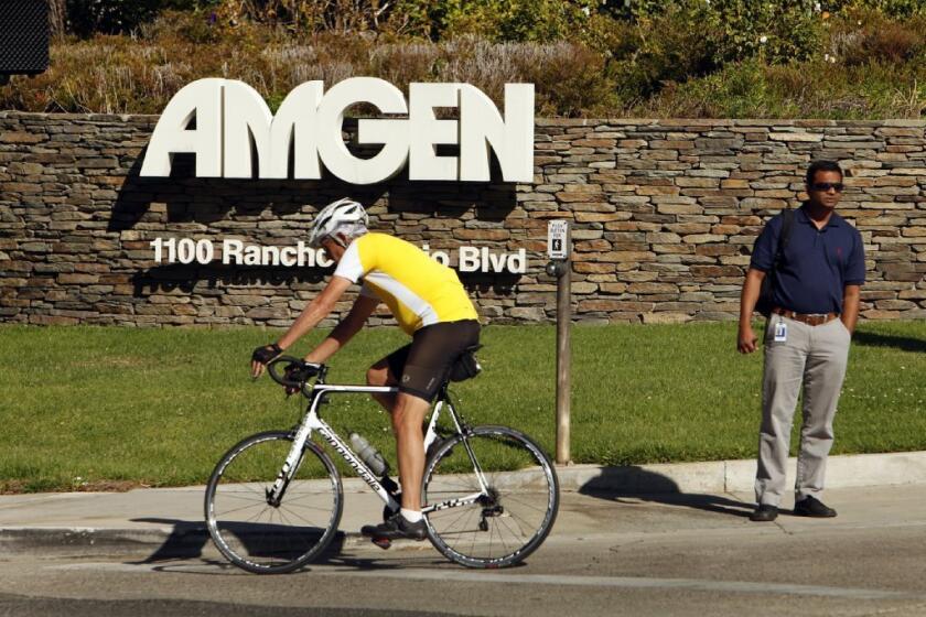 Amgen Inc. of Thousand Oaks said Monday it would partner with Kite Pharma of Santa Monica.