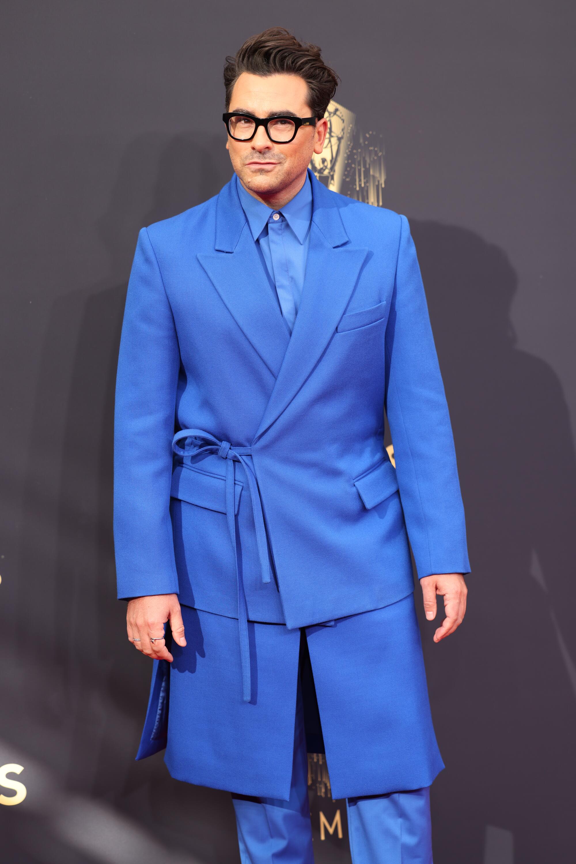 Dan Levy in blue Valentino Haute Couture.