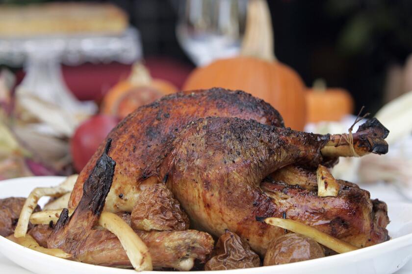 Recipe: Roast heritage turkey with blistered pears and parsnips