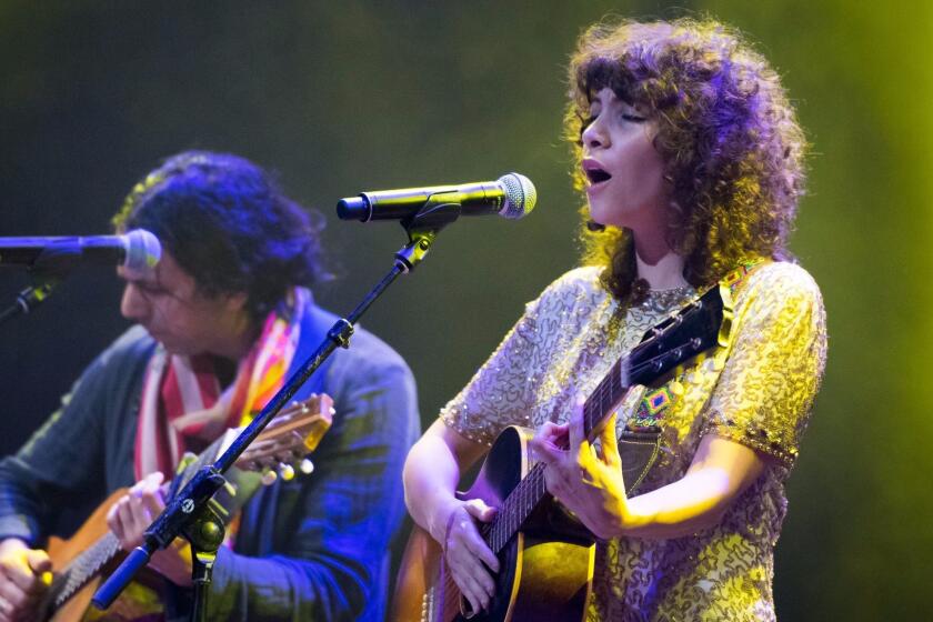 LOS ANGELES, CA - DECEMBER 11, 2016: Gaby Moreno performs during an all-star tribute to singer Linda Ronstadt at the Theatre at Ace Hotel in downtown. (Michael Owen Baker / For the Times)