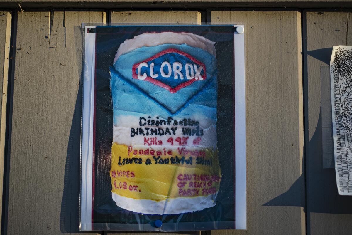 An image of a Clorox bottle has been pinned up at the Museum of Quarantine on Quebec.
