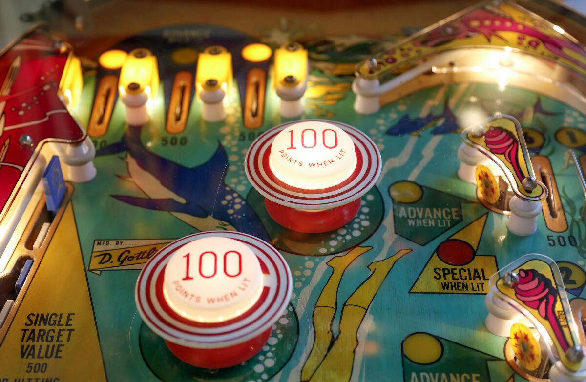 Detail of a pinball machine's lights.