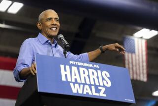 Former US President Barack Obama speaks during a campaign event for US Vice President and Democratic presidential candidate Kamala Harris in Pittsburgh, Pennsylvania, on October 10, 2024. (Photo by RYAN COLLERD / AFP) (Photo by RYAN COLLERD/AFP via Getty Images)