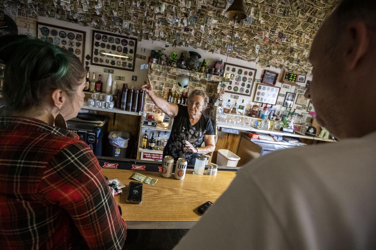 Little A'Le'Inn owner Pat Travis has run the tavern and motel for more than three decades in the Area 51 adjacent town of Rachel, NV.