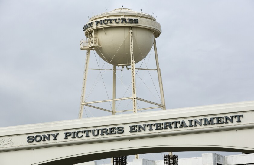 The entrance to the Sony Pictures Entertainment studio lot in Culver City on Dec. 18, 2014.