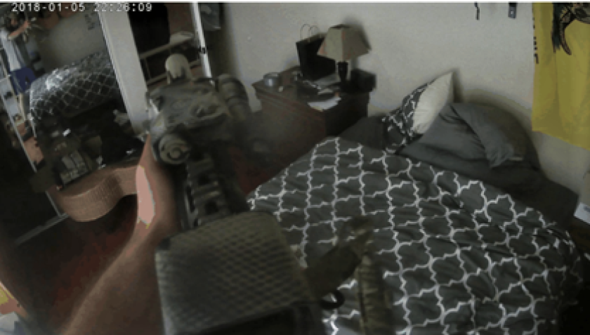 An image from video recovered by FBI agents during a Feb. 16 raid in Costa Mesa