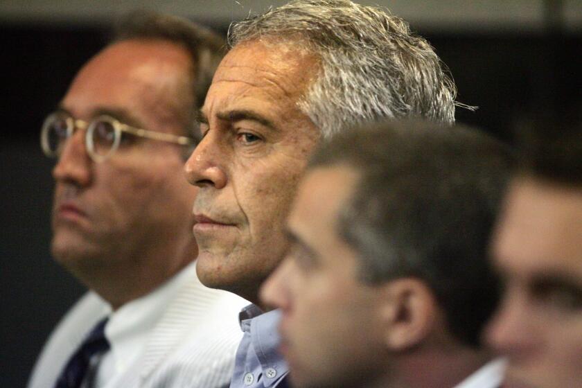 FILE- In this July 30, 2008 file photo, Jeffrey Epstein is shown in custody in West Palm Beach, Fla. First came the allegations late last year that Britains Prince Andrew and a prominent American lawyer took part in a wealthy sex offenders abuse of teenage girls aboard private jets, in luxury homes and on the financiers Caribbean island. The story, part of a long-running U.S. legal fight focused on the rights of the women, gained steam when Buckingham Palace took the unusual step of issuing a carefully worded denial of the kind of salacious claims that royal officials rarely acknowledge. Defense attorney Alan Dershowitz, who represented the highly connected Epstein and was himself named in the latest court filings, then called the most outspoken of the four women a serial liar and practically dared her to prove her accounts. Instead of letting the case play out from there, the woman known as Jane Doe No. 3 hit back with a 23-page affidavit detailing dates, locations and more about the powerful men she says Epstein forced her and the others to satisfy. (AP Photo/Palm Beach Post, Uma Sanghvi, File)