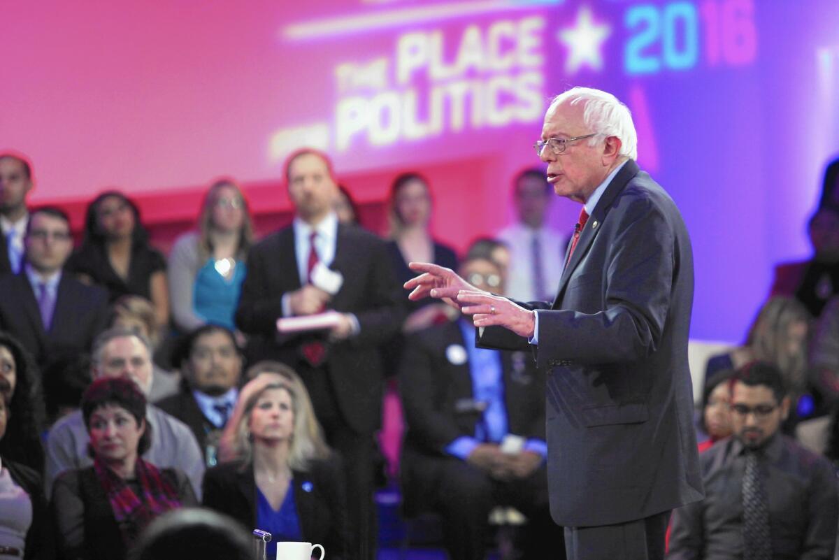 Bernie Sanders went first at the televised town hall meeting with Hillary Clinton in Las Vegas.