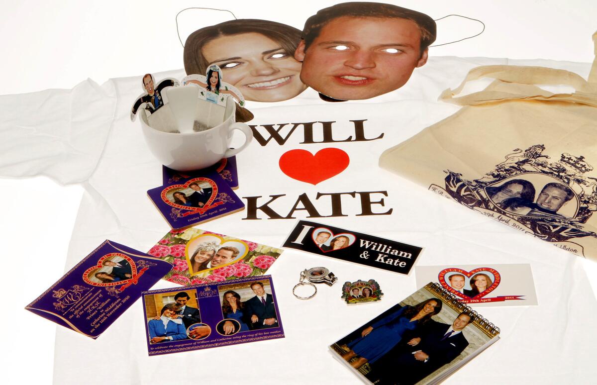 Souvenirs commemorating the April 29, 2011, wedding of Prince William and Catherine Middleton.