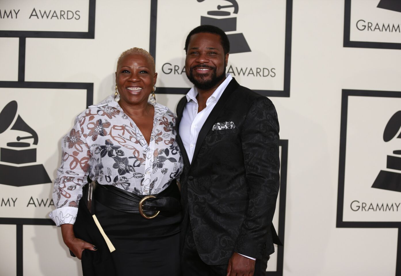 Actor Malcolm Jamal Warner and his mother (seen frequently at his side at such events), Pamela Warner.