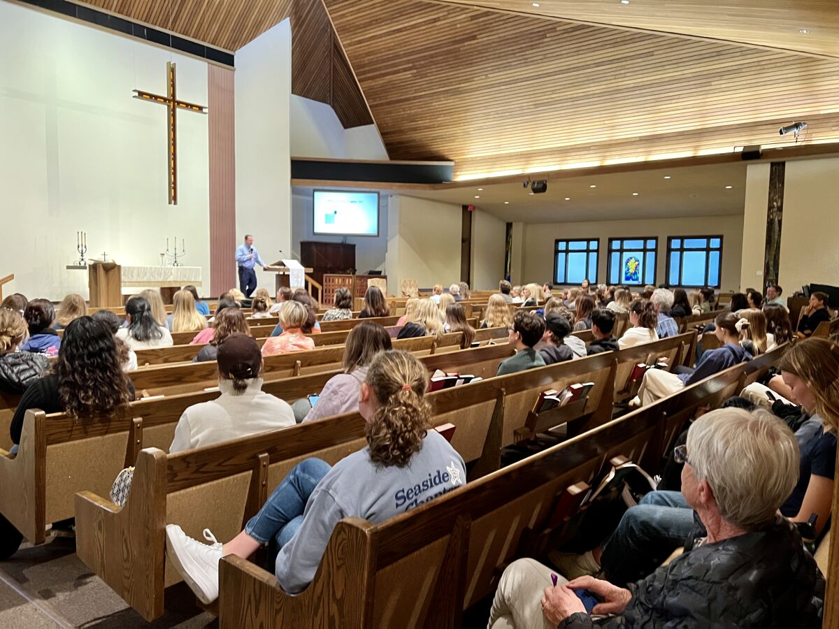 About 140 people attended a forum at La Jolla United Methodist Church about the dangers of fentanyl.
