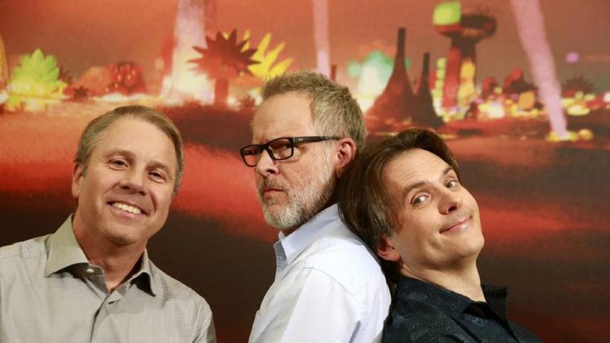 "Zootopia" producer Clark Spencer, from left, and directors Rich Moore and Byron Howard found the balance between message and entertainment.