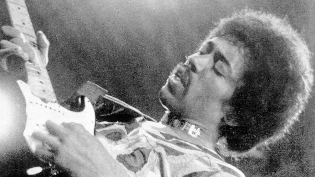 Guitarist Jimi Hendrix would have turned 75 on Nov. 27. The rock legend, a Seattle native, performs in this 1970 file photo. He died later that year at age 27.