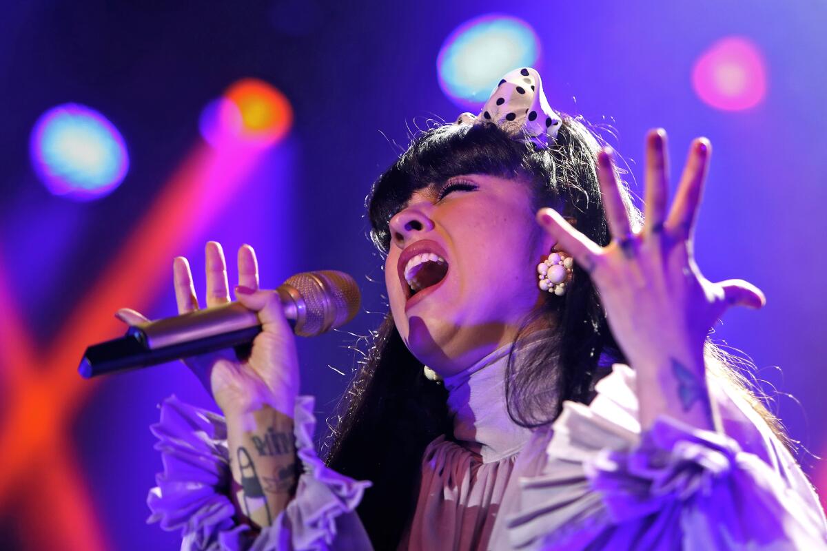 Chilean singer and songwriter Mon Laferte performs at the House of Blues in Anaheim on Wednesday.