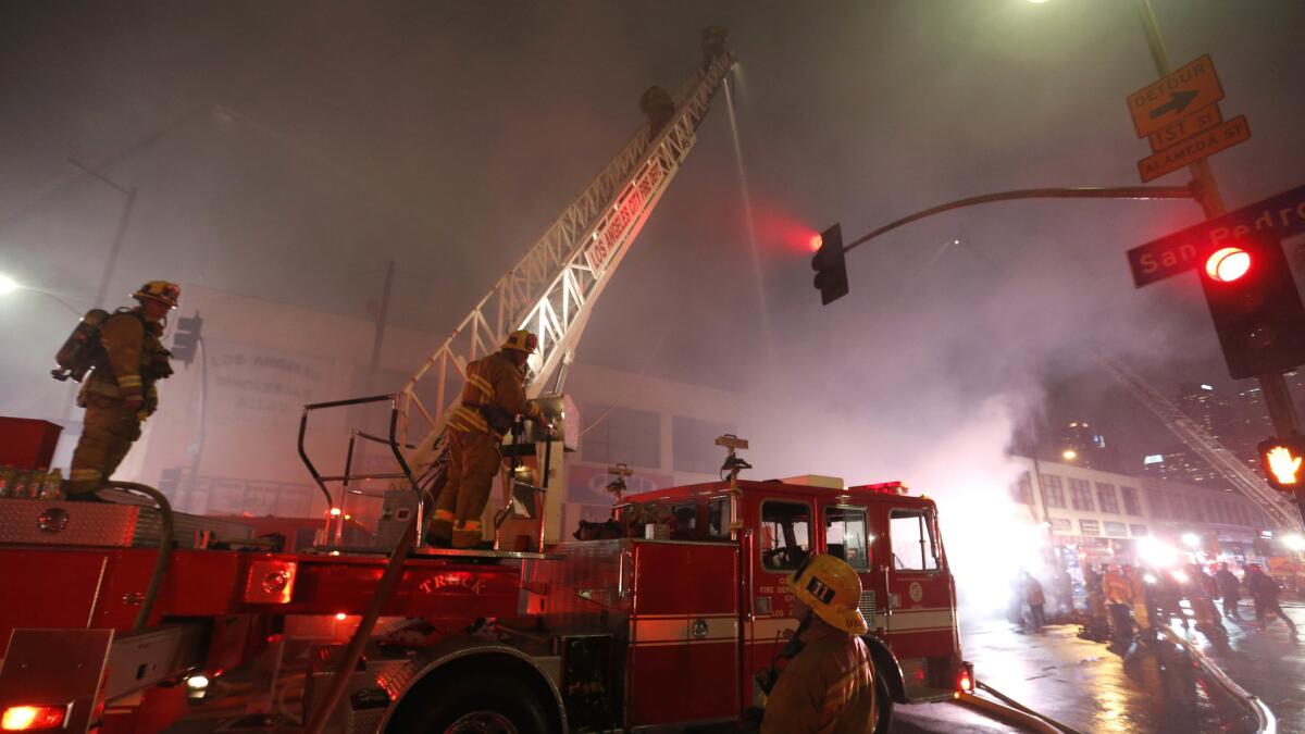The fire broke out in the 300 block of East 3rd Street.