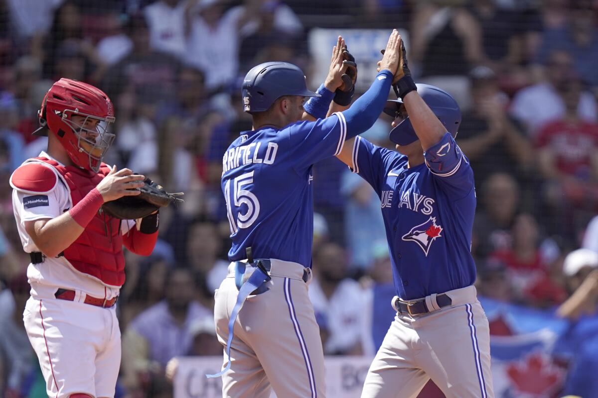 Schneider has 4 hits and 4 RBIs, Chapman drives in 3 as the Blue Jays rout  the Red Sox 13-1 - The San Diego Union-Tribune
