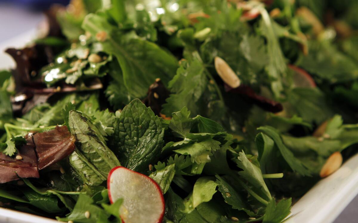 Fresh herb salad with seeds