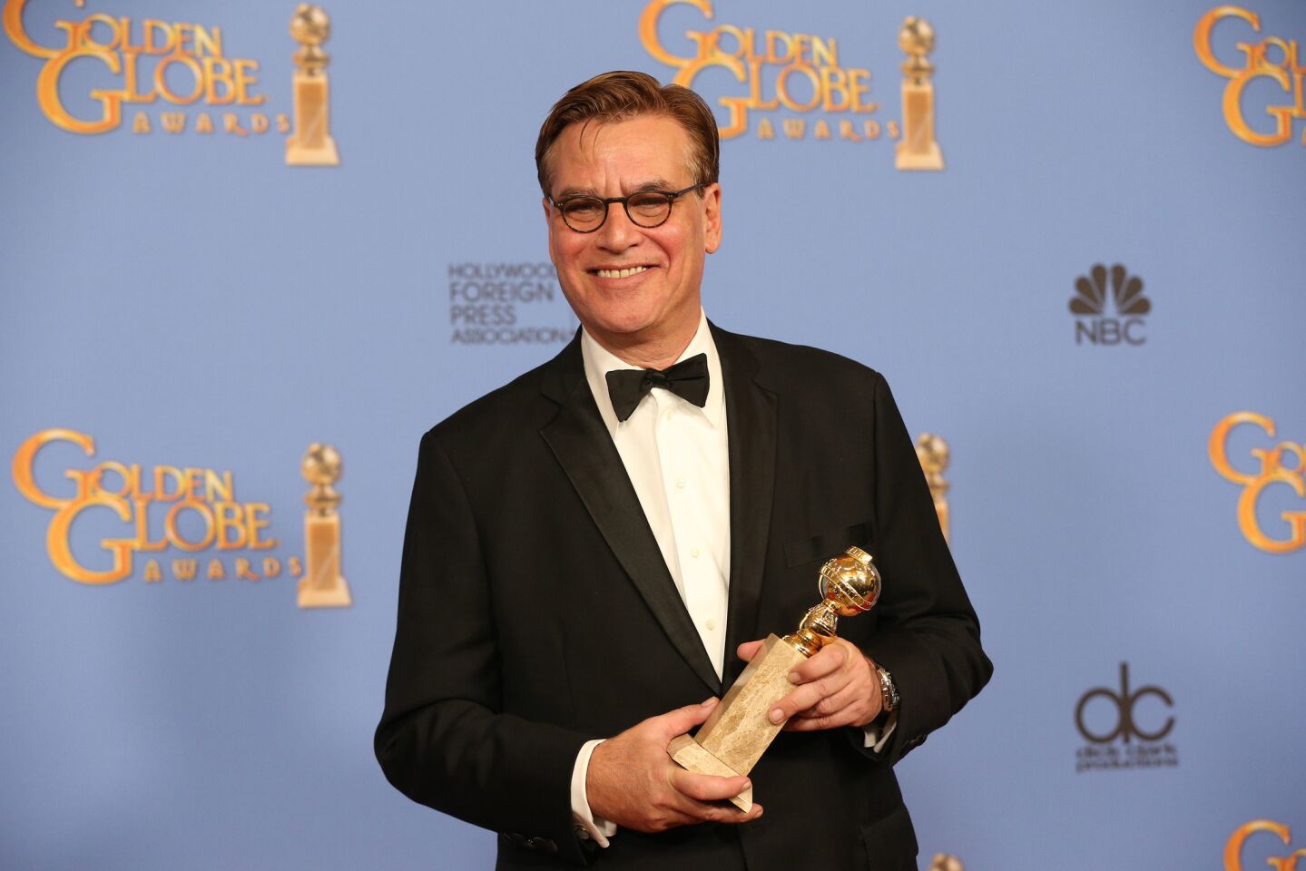 Aaron Sorkin, winner of Screenplay - Motion Picture for "Steve Jobs" at the 73rd Annual Golden Globe Awards show at the Beverly Hilton Hotel on Jan. 10, 2016.