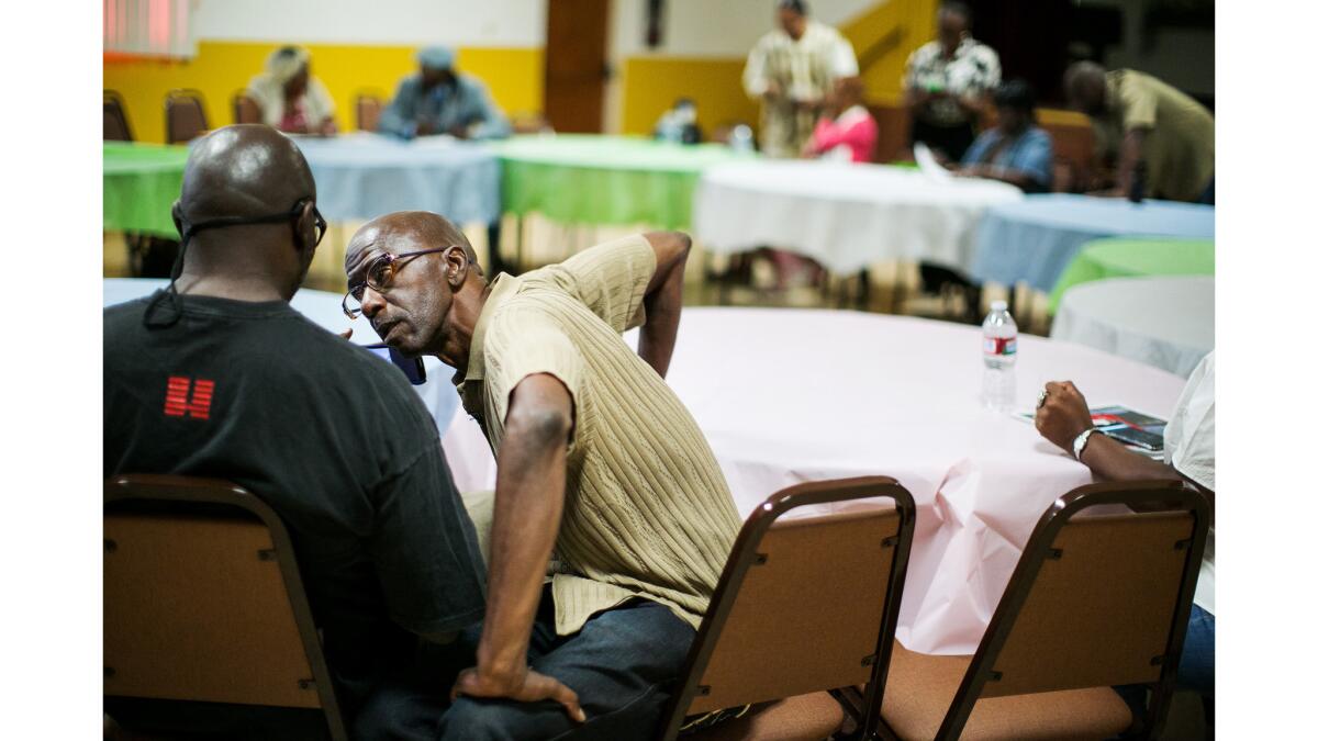 Melvin Farmer, a former gang member, attends a gang violence prevention meeting in 2015.