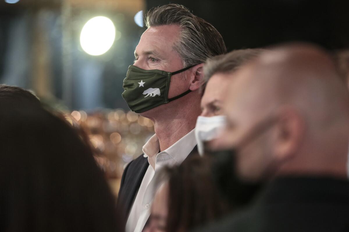 Gov. Gavin Newsom in a mask