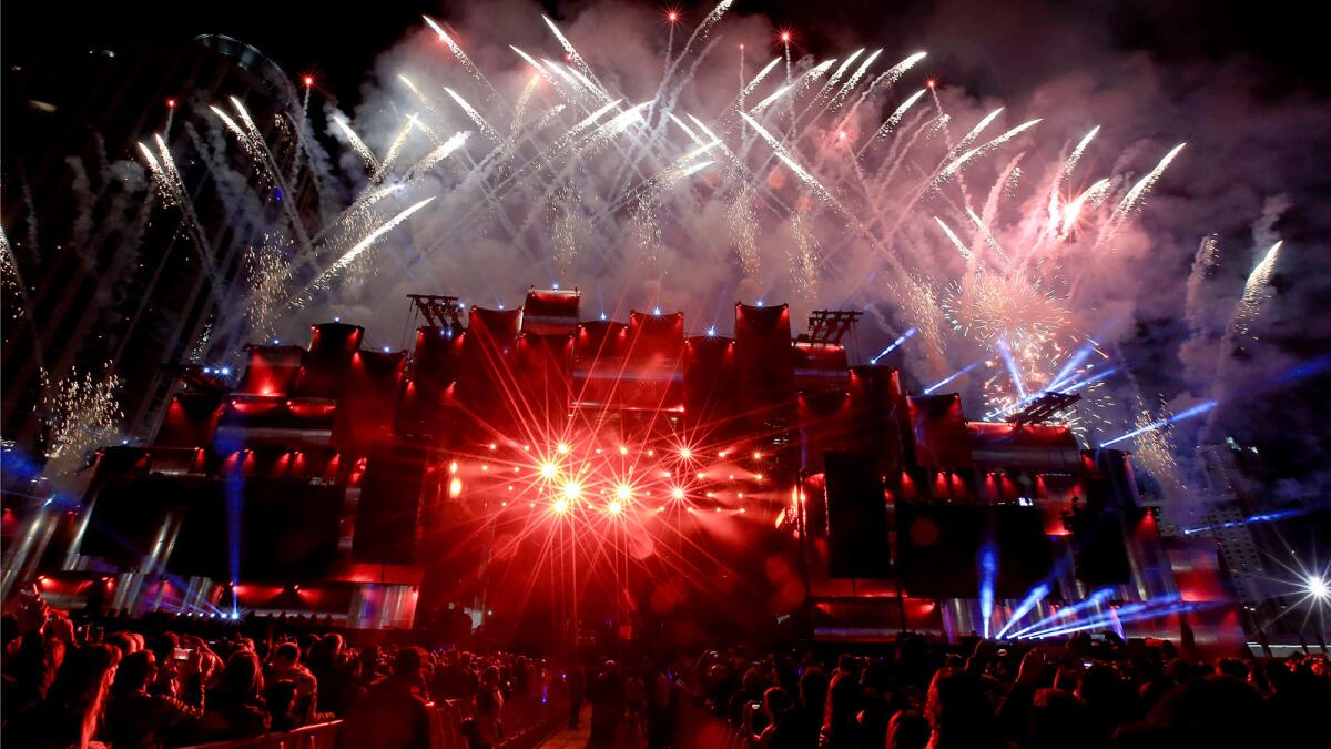 Fireworks light up the night at Rock in Rio.