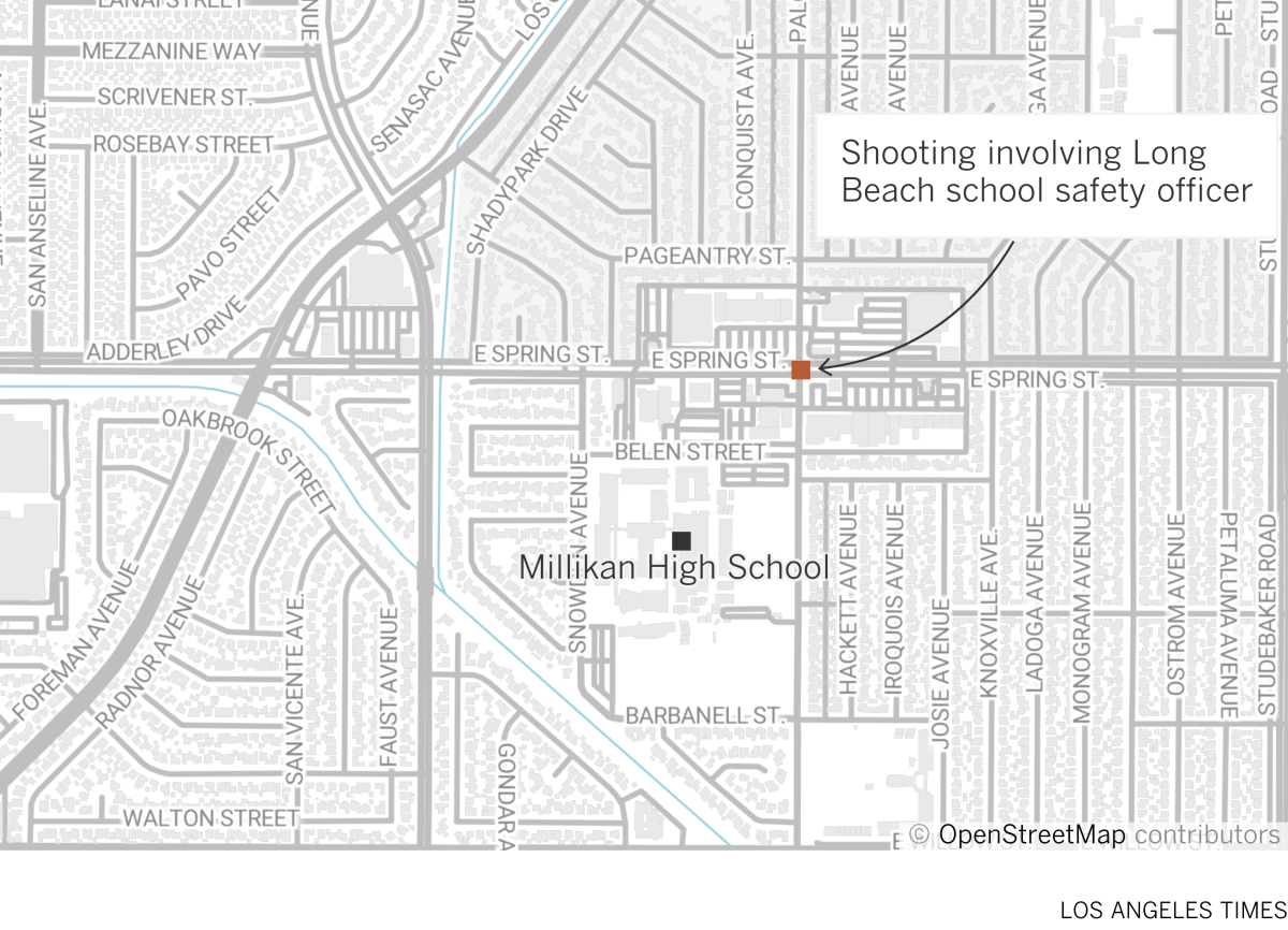 Locater map of a shooting involving a Long Beach school safety officer