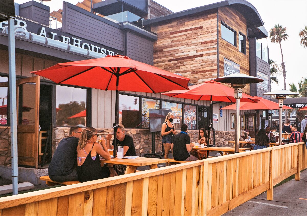 The outdoor beer garden at PB Alehouse, located at 721 Grand Ave. in Pacific Beach