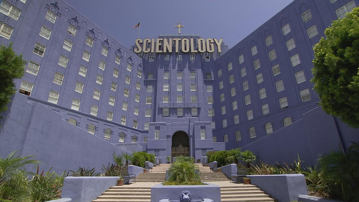 The Scientology building on L. Ron Hubbard Way, between Fountain Avenue and Sunset Boulevard, in Hollywood is shown.