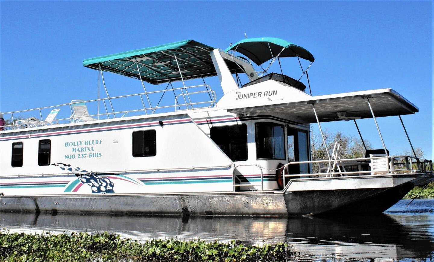 One of the houseboats for rent from Holly Bluff Marina in DeLand, Fla.