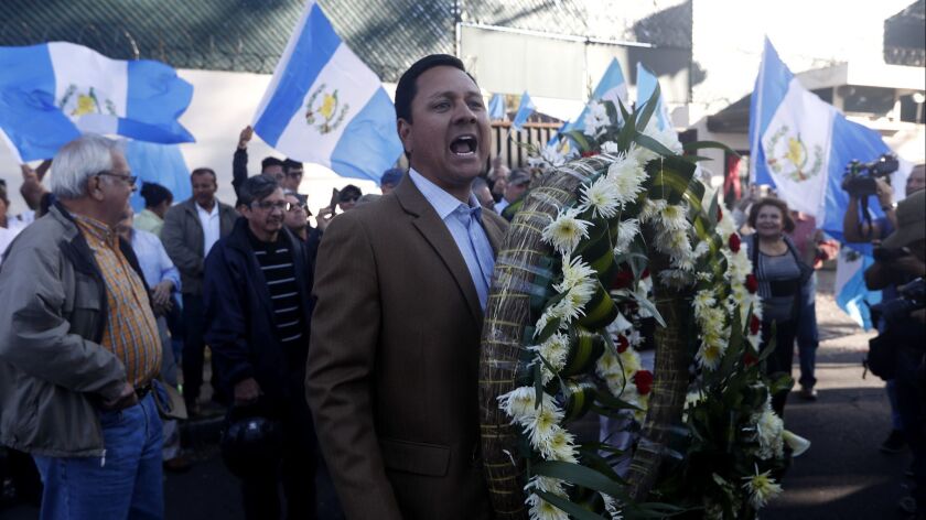 People protest against the United Nations-backed International Commission Against Impunity in Guatemala, or CICIG, in Guatemala City on Jan. 8, 2019.