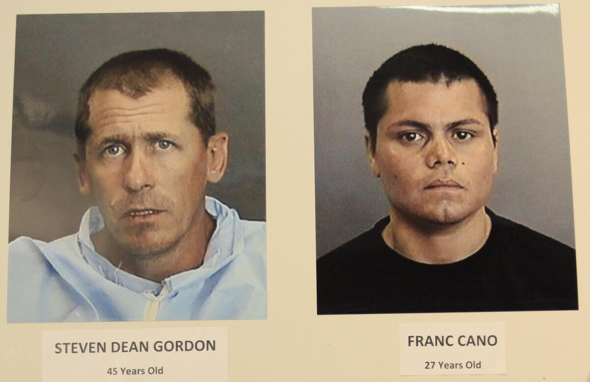 Steven Dean Gordon, 45, left, and Franc Cano, 27, are set to be arraigned Monday in Orange County.