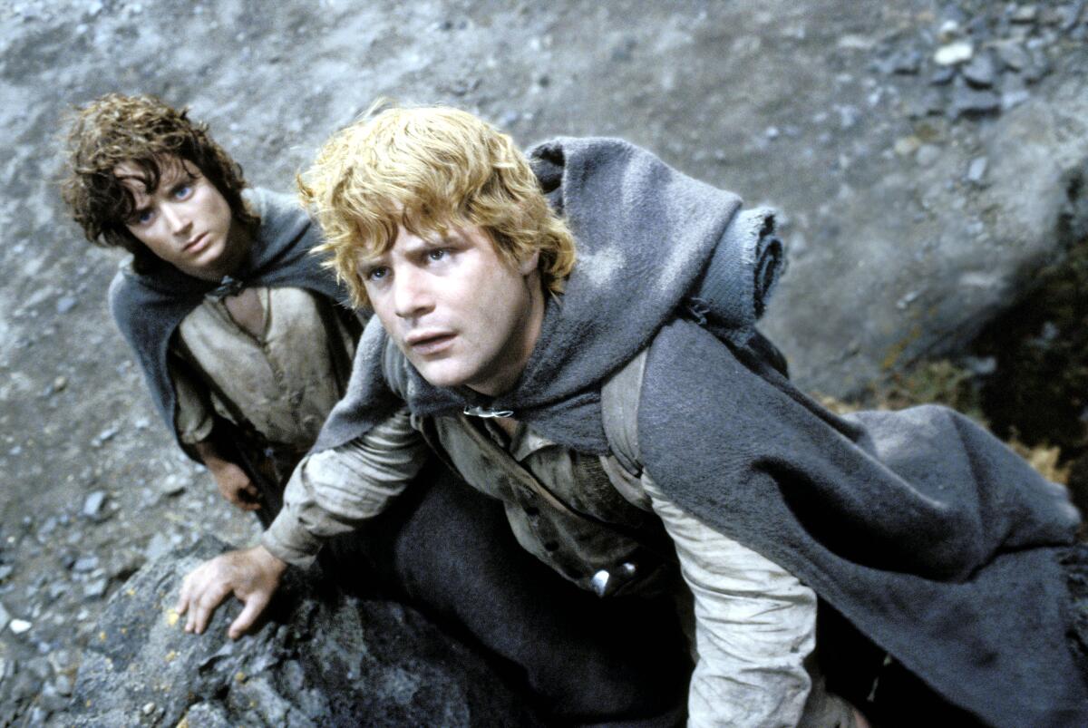 Elijah Wood and Sean Astin as hobbits in "The Lord of the Rings."  
