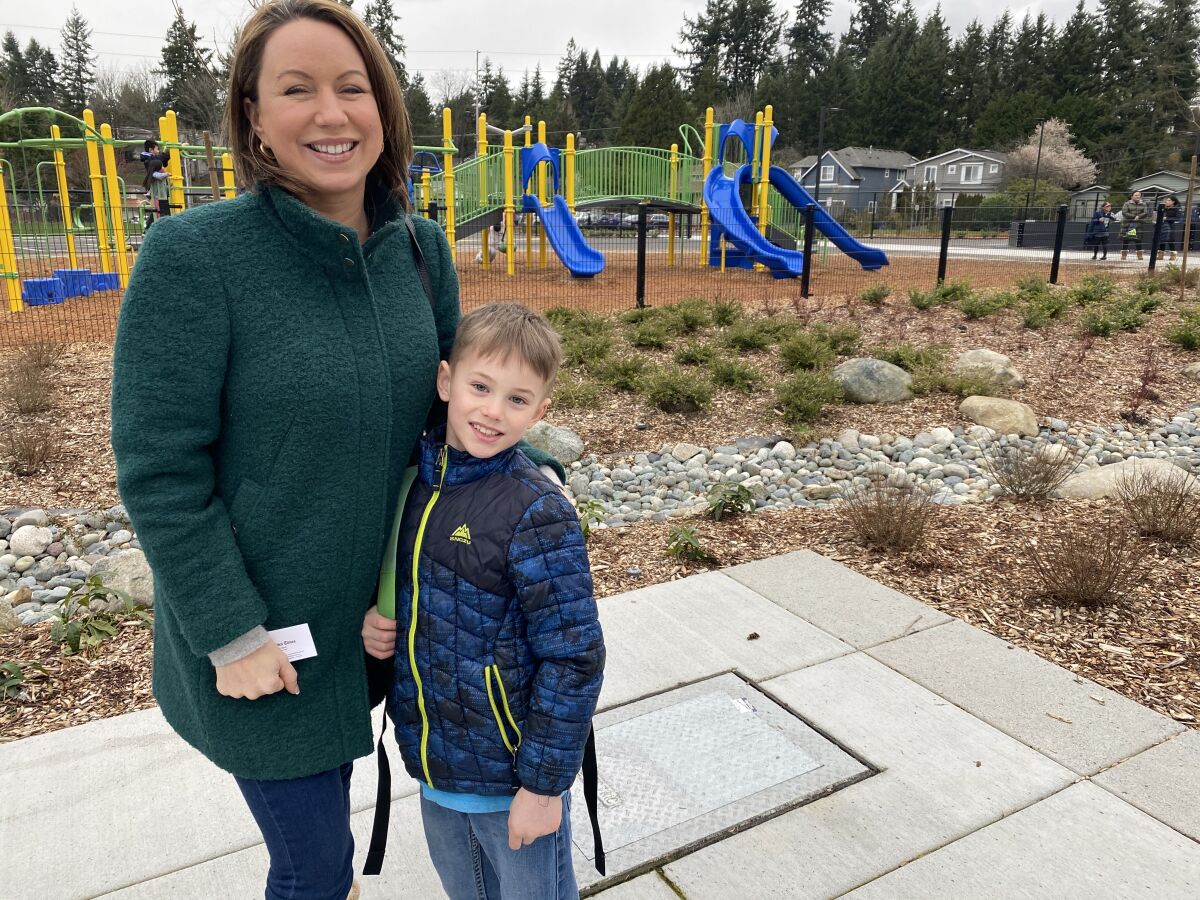 Erica Barlow and Holden Weihs in Kirkland, Wash.