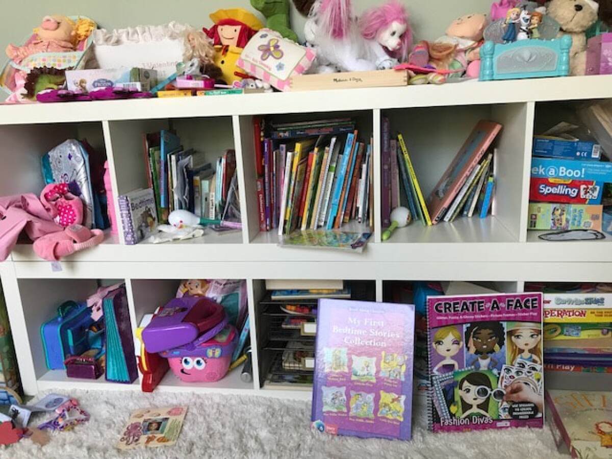 A child's room before it was decluttered by professional organizer Marla Stone.