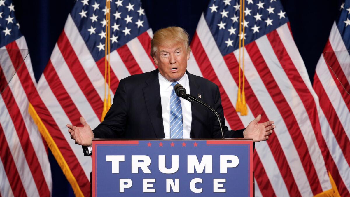 Donald Trump delivers an address on immigration Wednesday in Phoenix.