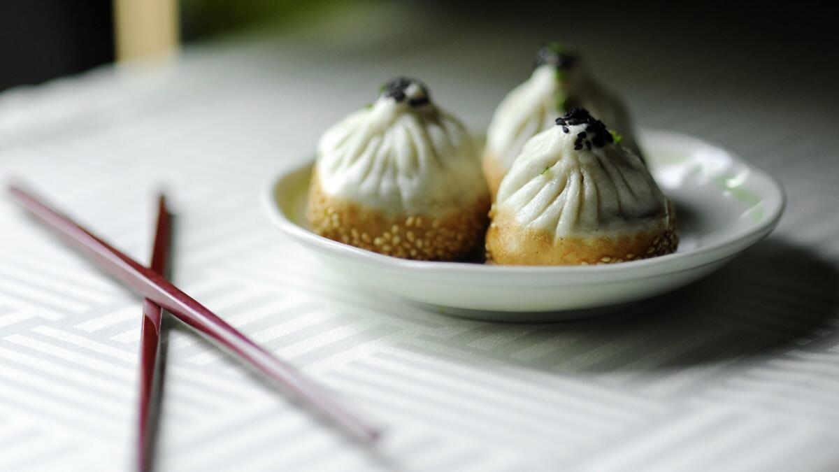 Pan-fried Shanghai-style buns at Shanghai No. 1 Seafood Village in San Gabriel.