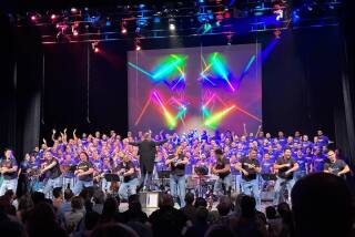 The San Diego Gay Men's Chorus performs concerts with theatrical lighting and choreography.