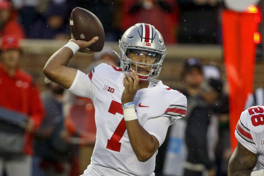 Ohio State quarterback C.J. Stroud passes against Minnesota in the first quarter.